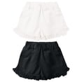 thumbnail image 1 of 2 piezas de pantalones cortos ligeros para niñas, pantalones cortos holgados informales de moda, pantalones cortos cómodos con cintura elástica, blanco+negro, 150 cm, 1 of 5