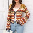 thumbnail image 6 of Drses Women's Fall Rainbow Cardigan - Color Block Striped Long Sleeve Open Front Knit Sweater Coat, 6 of 6