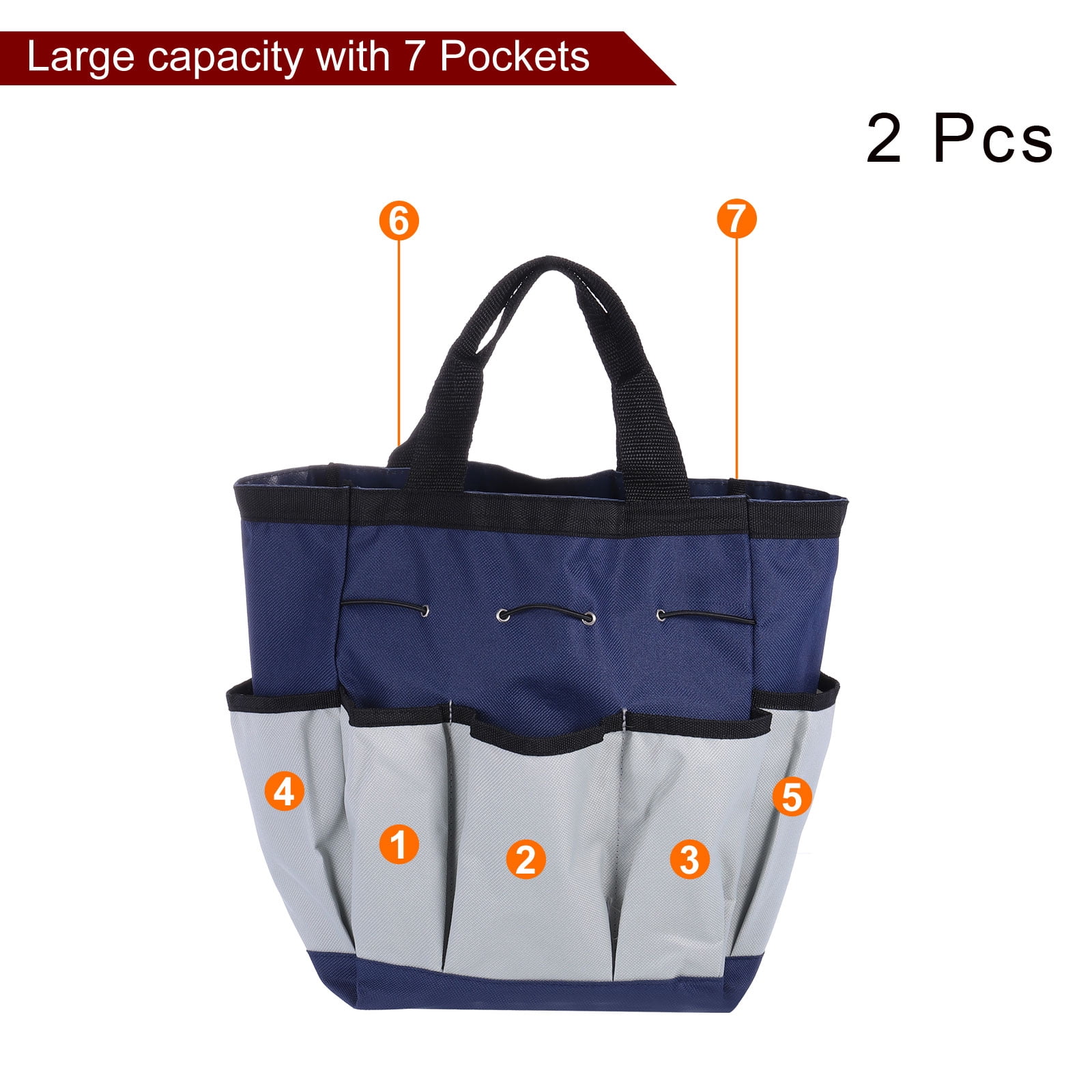 Uxcell 2pcs Garden Tool Bag 24cm x 15cm x 30cm Oxford Cloth with Pockets Garden Plant Tool Organizer, Blue