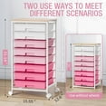 thumbnail image 3 of Rolling Cart with Drawers, Pink Cart with 8 Plastic Drawer Storage and Wooden Tabletop, Craft Storage, Teacher Cart, Storage Cart on Wheels, Rose Pink, 3 of 18