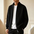 thumbnail image 6 of Kukoosong Men's Stand Collar Full Zip Cable Knit Cardigan, Solid Color Long Sleeve Sweater Jacket with Ribbed Cuffs, Relaxed Fit Warm Outerwear for Fall Winter Daily Wear, 6 of 7