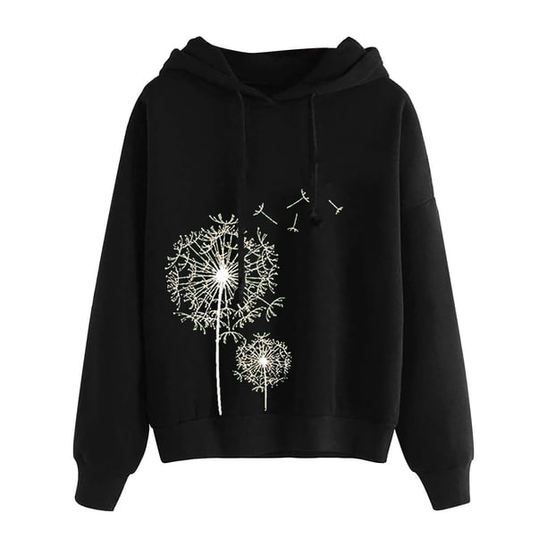 ICHUANYI Clearance Women's Hoodie Printing Loose Casual Fashion Long Sleeve Sweatshirt Tops(Black, S) ICHUANYI WER2023081108402