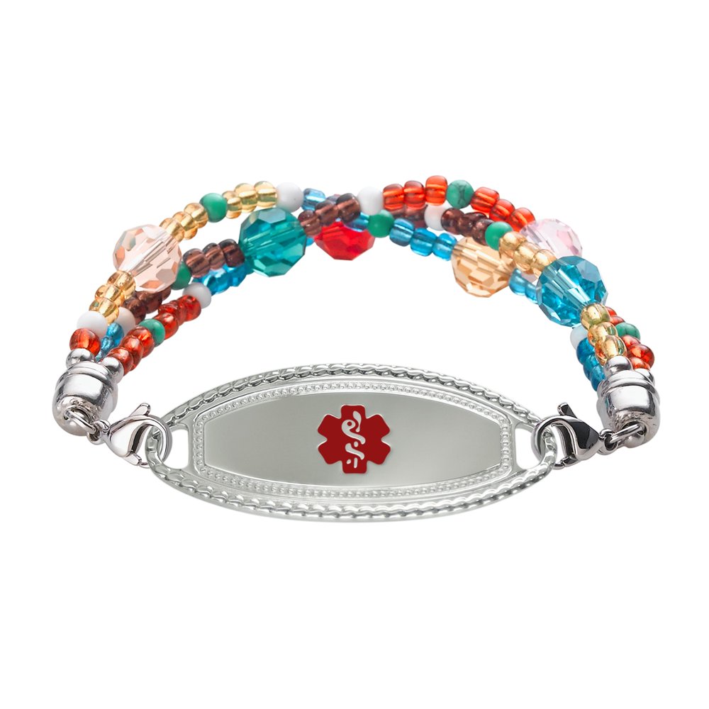 Divoti Divoti Deep Custom Laser Engraved 316L Premier Medical Alert Bracelet for Women w/Tri Divoti Divoti Deep Custom Laser Engraved 316L Premier Medical Alert Bracelet for Women w/Tri