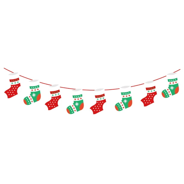 Billuyoard Banner navideño sostenible y duradero para decoración del hogar Banner navideño guirnalda feliz Kits de decoración para fiestas Bandera de calcetín navideño
