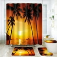 thumbnail image 3 of Coconut Palm Shower Curtain Set,4PCS Purple Sun Bathroom Sets with Shower Curtain and Bath Mat, Toilet Lid Cover and U Shaped Rugs,72"x72" Polyester Fabric Bathtub Curtain with Hooks, SETZZTE12, 3 of 8