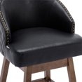 thumbnail image 6 of Swivel Counter Height Bar Stools Set of 2 with Footrest and Backrest, Retro PU Leather Upholstered Bar Chair, Comfortable Dining Chair with 250LBS Weight Capacity for Kitchen, Club, Restaurant, Black, 6 of 7