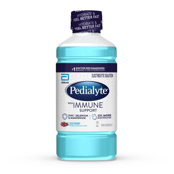 Pedialyte with Immune Support Electrolyte Solution, Iced Berry, 1 Liter