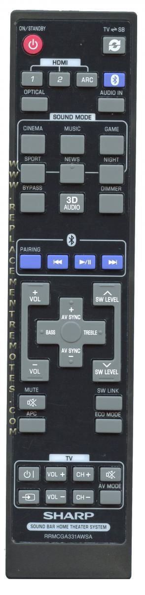 SHARP RRMCGA331AWSA (p/n: RRMCGA331AWSA) Sound Bar System Remote Control  (new)