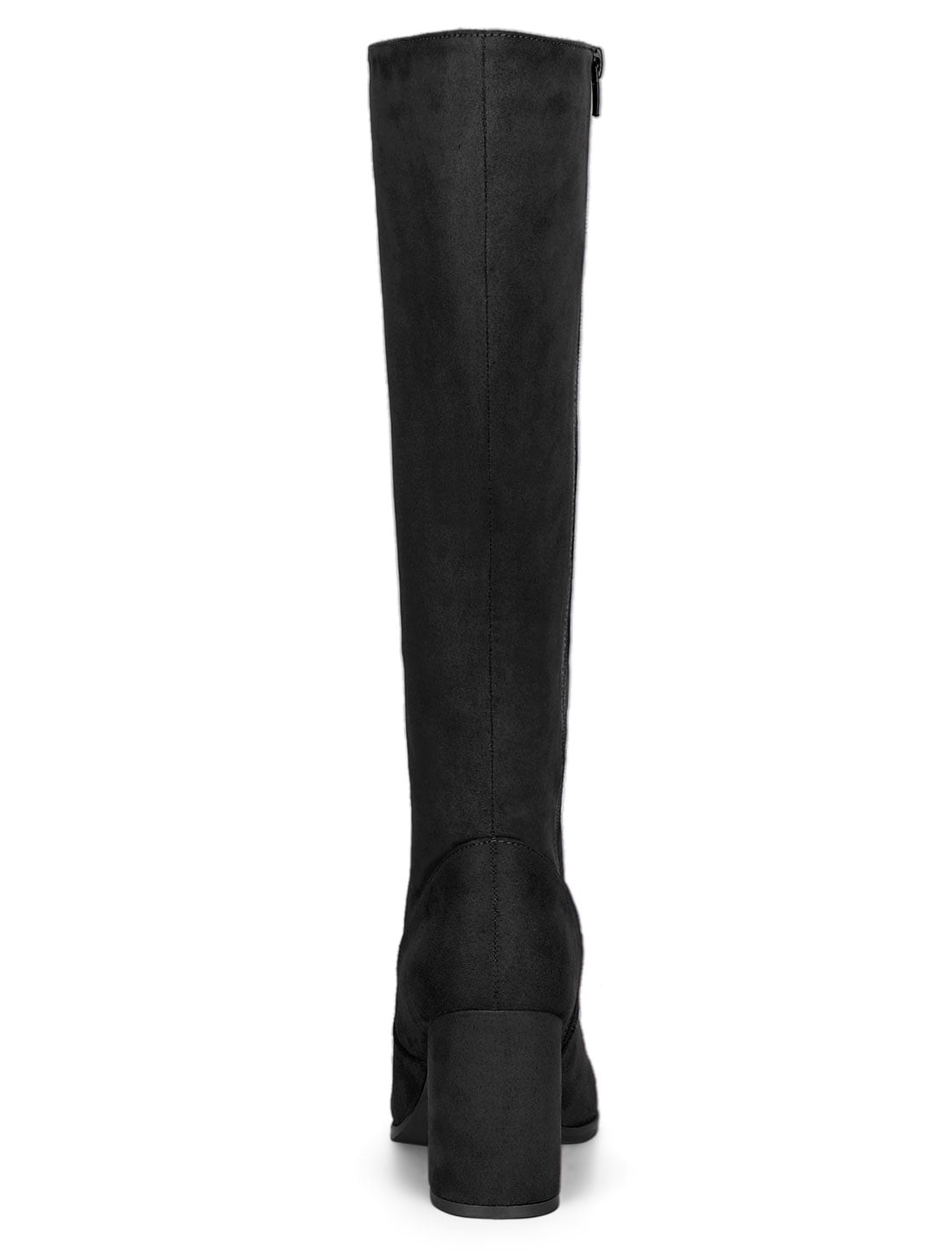 DARING DIVA Women's Stylish Side Zipper Chunky Heel Knee High Boots Black 10