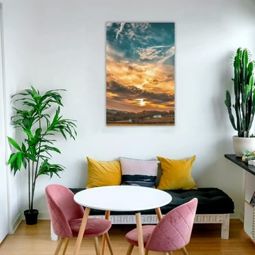 Set of 2 Sunset Countryside Oil Paintings 16x24 Inch Hand-Painted Canvas Wall Art for Living Room Bedroom Decor with Vibrant Hues and Modern Style, Ready to Hang, Perfect for Home or Office