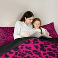 thumbnail image 5 of Feelyou Dreamy Pink Fashion Full Size Comforter Sets, Cheetah Leopard Print Bedding Comforter Set, Princess Style Reversible Bedding Sets, Luxury Bedroom Decor, 3pcs, 5 of 8