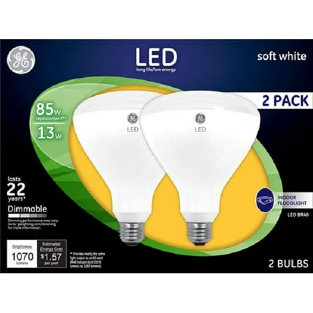 - GE LED 85w Soft White Dimmable Large Flood BR40 2-pack