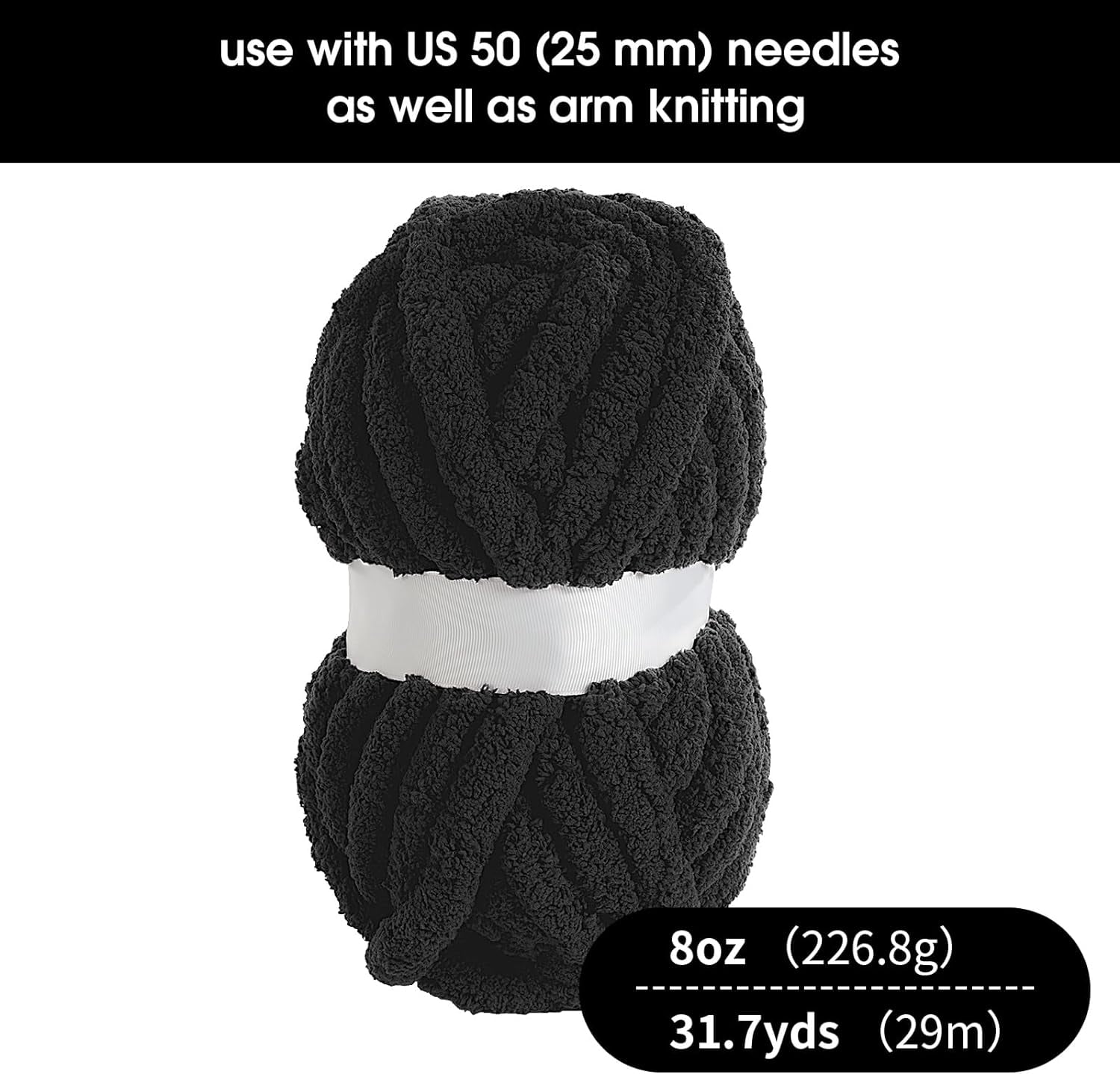 Light Grey Chunky Chenille Yarn for Crocheting, Bulky Thick Fluffy Yarn for Knitting,Super Bulky Chunky Yarn for Hand Knitting Blanket, Soft Plush Yarn, 2 Jumbo Pack (27 yds,8 oz Each Skein)