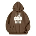 thumbnail image 3 of Wang6 Letter Pirnted Hoodies for Womens Plus Size"Class of 2026"Printed Hooded Sweatshirts Trendy Drawstrings Long Sleeve V Neck Loose Fit Tops with Pockets Coffee L, 3 of 3