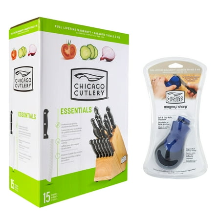 Chicago Cutlery Essentials 15 Piece Knife Set And Magnasharp Mouse Chicago Cutlery Essentials 15 Piece Knife Set And Magnasharp Mouse Sharpener