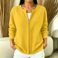 thumbnail image 2 of longantii Waffle Knit Tops For Women Zip Up Cardigan Sweaters Long Sleeve Y2K Cute Sweatshirt Fashion Coat Womens Fall Outfits, 2 of 5