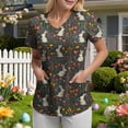 thumbnail image 2 of COMVALUE Easter Scrub Tops Women Short Sleeve V-neck Cute Bunny and Eggs Printed Scrubs Top Medical Nurse Uniforms with Pockets (Yellow, L), 2 of 7