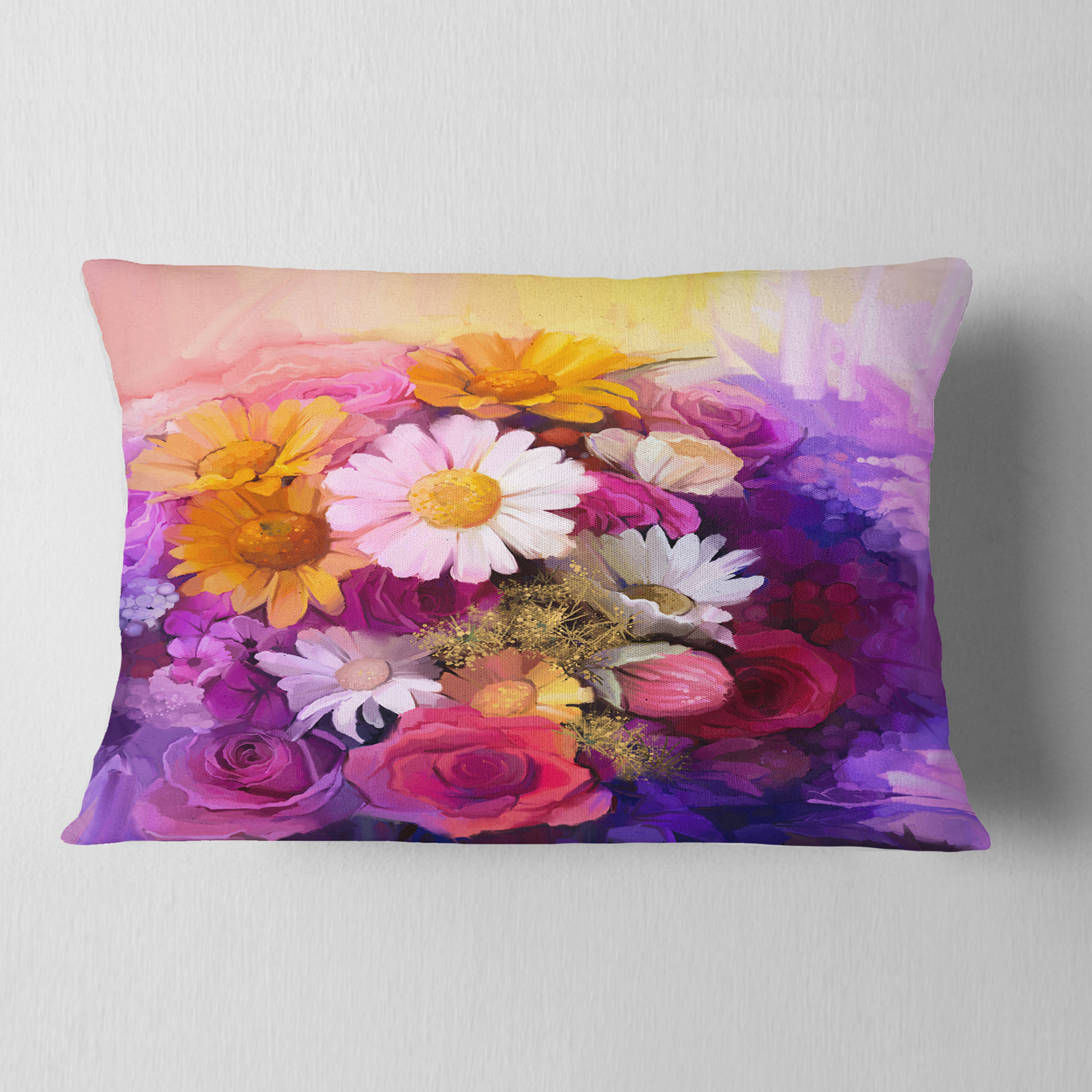 Designart Colorful Bouquet of Different Flowers - Floral Throw Pillow - 12x20