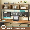 thumbnail image 5 of SEDETA L Shaped Gaming Desk with Hutch, 57.5” Reversible Corner Computer Desk with Storage Shelves, Gaming Desk with Pegboard, LED Lights, Power Outlet, Keyboard Tray (Rustic Brown), 5 of 15