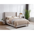 thumbnail image 2 of Harper Tall Headboard King Size Upholstered Bed - 54" High Headboard, No Box Spring Required, Easy Assembly, Light Gray Chenille, 2 of 7