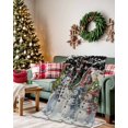 thumbnail image 2 of Christmas Black Flannel Blanket for Bed,Travel and Camping, Snowman Chalet Pine Branch Winter Snowflake Super Soft Cozy Blanket for All Seasons 50"x60", 2 of 6