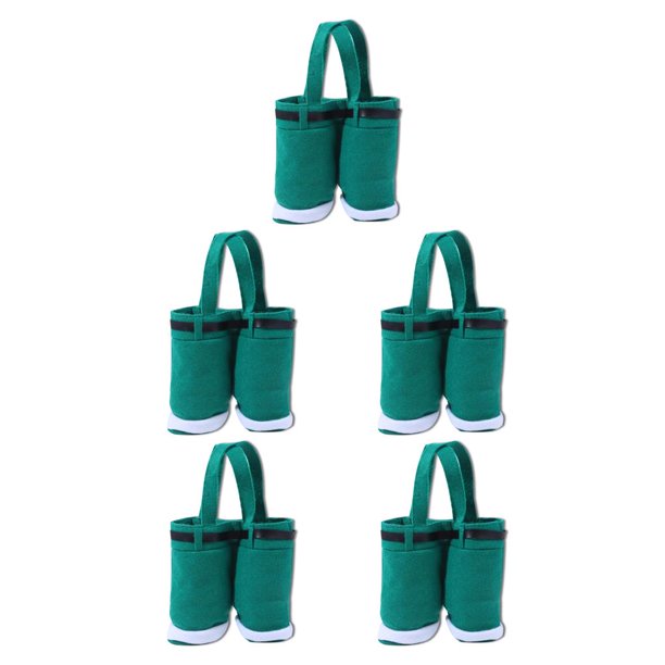 Kearding Bolsa de dulces reutilizable portátil Calcetín Pantalones de Santa Cesta Manija Botella de vino Regalo de año nuevo de Navidad Verde METRO 5Conjunto