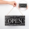thumbnail image 3 of Natural Wood Open and Closed Store Business Sign "Come in We're Open & Sorry We're Closed" Plaque Two Sided Reversible Store Hanging Sign for Shop Coffee Bar Door Window, 3 of 9