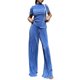 thumbnail image 1 of Txlixc Traje de mujer, camiseta de cuello alto de manga corta con traje de pantalones de piernas anchas Txlixc moda, 1 of 9