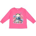 thumbnail image 3 of Inktastic Book Lover Reading Frog Librarian Girls Long Sleeve Toddler T-Shirt, 3 of 5