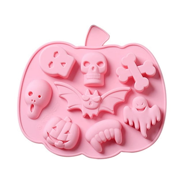 8 Cavity Halloween Skull Cake Mold Temperature Resistant Ghost Shape Baking Mold Anti Stick Reusable Bat Shape Baking Pan Tray