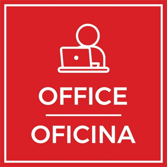 Signs ByLITA Square Office Door or Wall Sign | Spanish Bilingual Business And Office Signs (Red) - Large