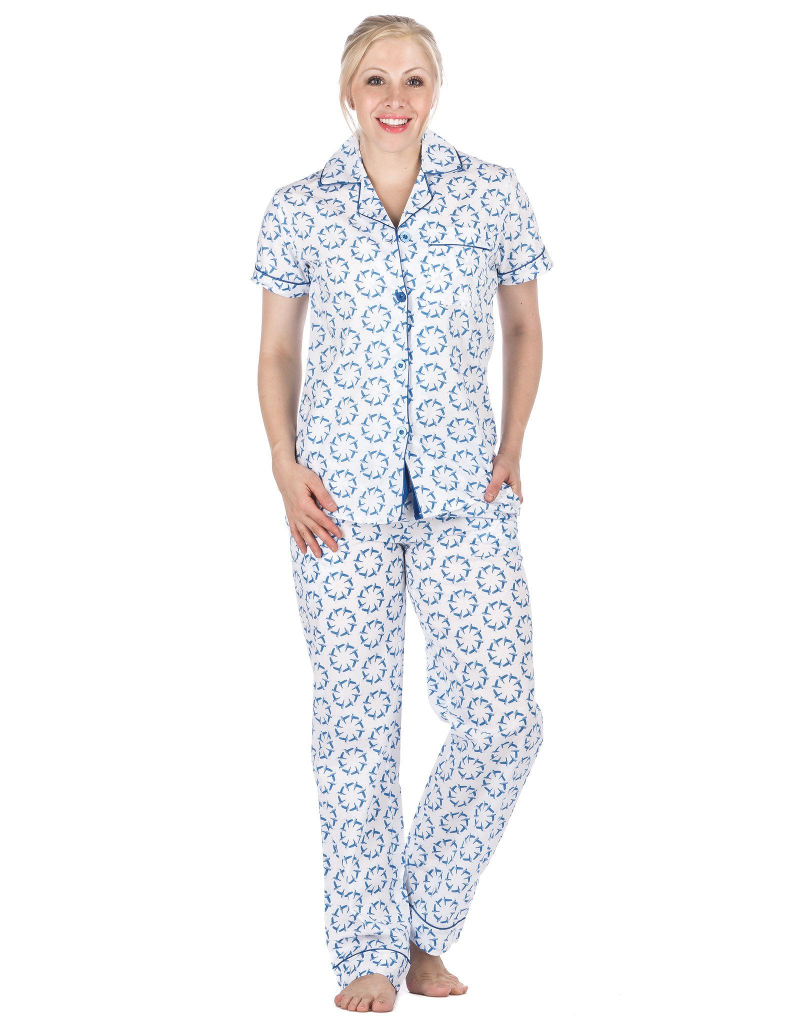 Noble Mount Womens Premium 100% Cotton Poplin Pajama Set