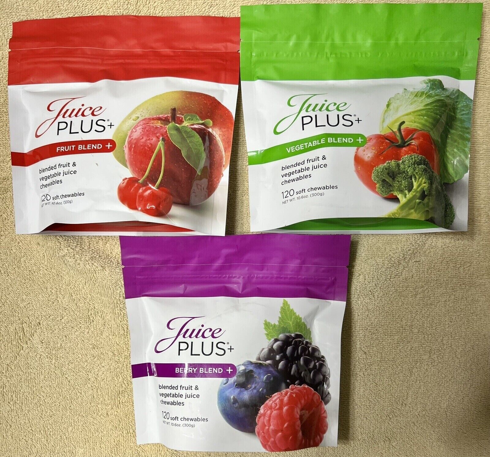 Juice Plus+ 3 Pack Soft Chewables, Vegetable, Fruit, & Berry (120 Each