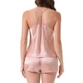 thumbnail image 3 of INSPIRE CHIC Womens Silky Satin Pajama Sets Sleeveless Slip Chemise Tank Top and Shorts 2 Piece Lingerie Loungewear XS Pink, 3 of 6