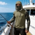thumbnail image 7 of Mens UV Protection Shirts Long Sleeve UPF 50+ Hooded Rash Guard Sun Hoodies with Mask Outdoor Hiking Swimming Fishing, S, 7 of 7