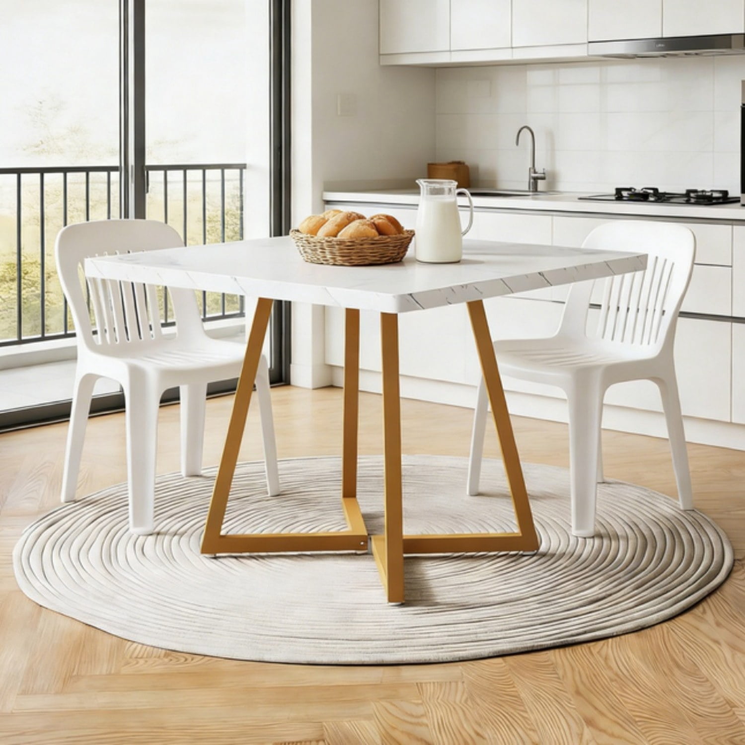 Square Dining Table, Industrial Style, 31.49 in W x 31.49 in D x 29.52 in H