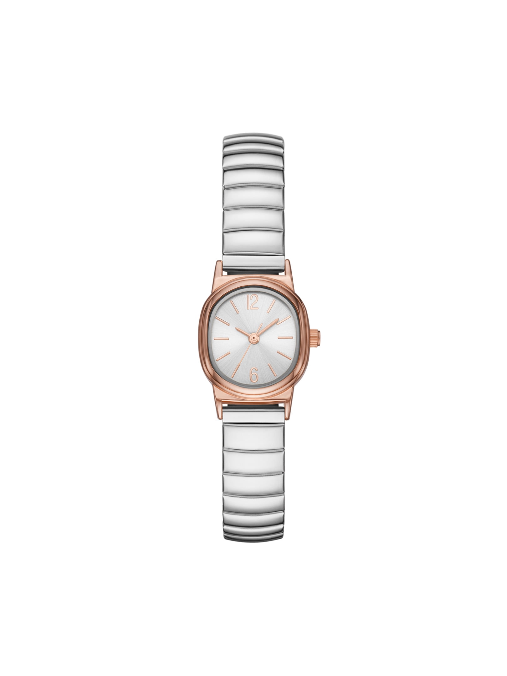 Time and Tru Women's Two Tone Oval Watch with Expansion Strap