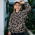 thumbnail image 3 of COEQINE Girls Quarter Zip Sweatshirt Pullover, Loose Fit Long Sleeve Fall Tops with Collar, Soft Polyester Fashion Top for Ages 5-6 Machine Washable, Gray Leopard Print, 3 of 7