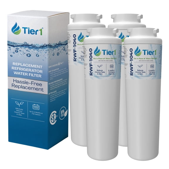 Tier1 RWF1040 UKF8001 Refrigerator Water Filter | Replacement for EDR4RXD1, 4396395, rwf0900a, fl-rf07 Fridge Filter - Up to 24 Months Supply | Easy Install | Odor Control (4-pk)