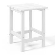 WestinTrends Outdoor Side Table, All Weather Poly Lumber Adirondack Small Patio Table Square End Table for Pool Balcony Deck Porch Lawn Backyard, White