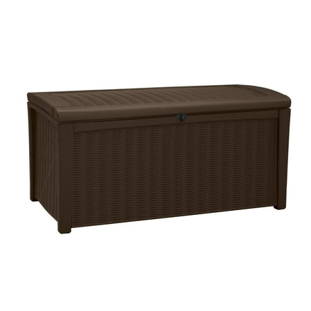 The Deck And Patio Company High Supply 211359 Borneo 110 Gal. Plastic Outdoor Patio Storage Container Deck Box & Gar Deck Box & Garden Bench ()