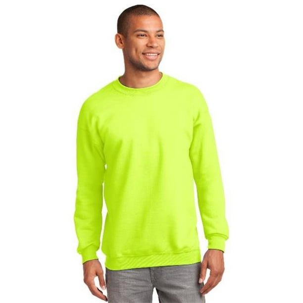 Port & Company PC90 Mens Essential Fleece Crewneck Sweatshirt, Safety  Green - Small 