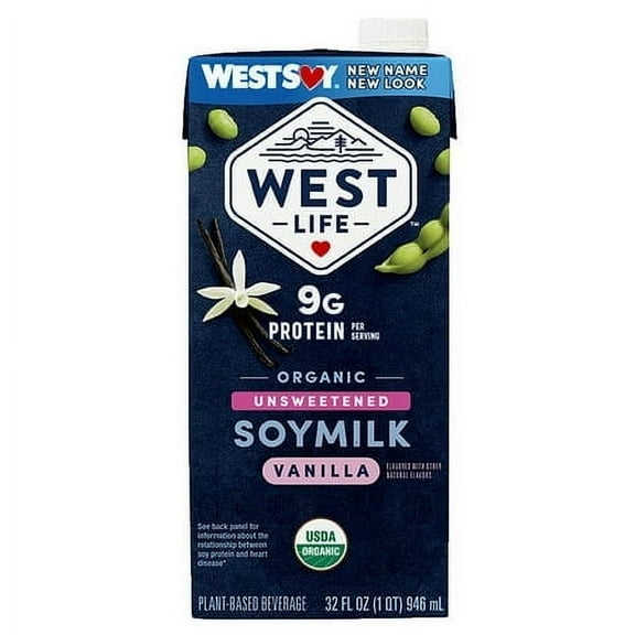 Westsoy Organic Unsweetened Soy Milk Vanilla 32 fl oz Pack of 2