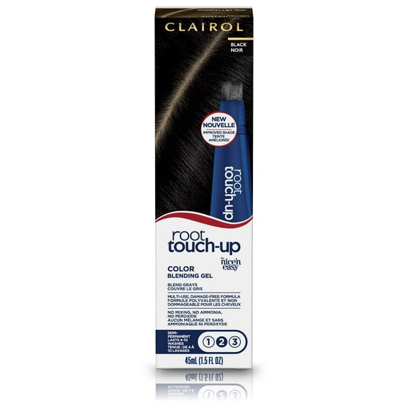 Clairol Root Touch-Up Hair Dye, Semi-Permanent Hair Color Blending Gel, 2 Black, 1.5 fl oz
