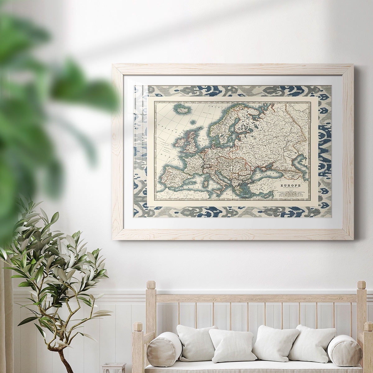 Bordered Map of Europe-Premium Framed Print - Ready to Hang