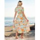 thumbnail image 3 of Vestido GRACE KARIN para mujer, maxi en forma de A, floral y fluido, para mujer, 3 of 7