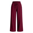 thumbnail image 4 of RFQWOVSR Women's High Waist Drawstring Wide Leg Linen Pants with Pockets Loose Fit Casual Summer Trousers XL, 4 of 4