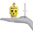 thumbnail image 5 of Old World Christmas Yellow Sugar Skull Glass Ornament 26079 Decoration, 5 of 7
