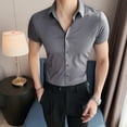 thumbnail image 3 of Men Casual Business Button Down Slim Fit Dress Shirts Short Sleeve Formal Blouse, 3 of 11