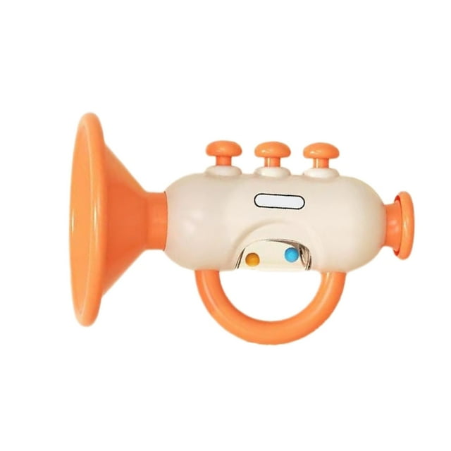 Orange Babies Trumpet Toy Musical Instrument Blowing Horn Abs Material Safe Smooth Edges Auditory Training Lungs Capacity Development For Infants